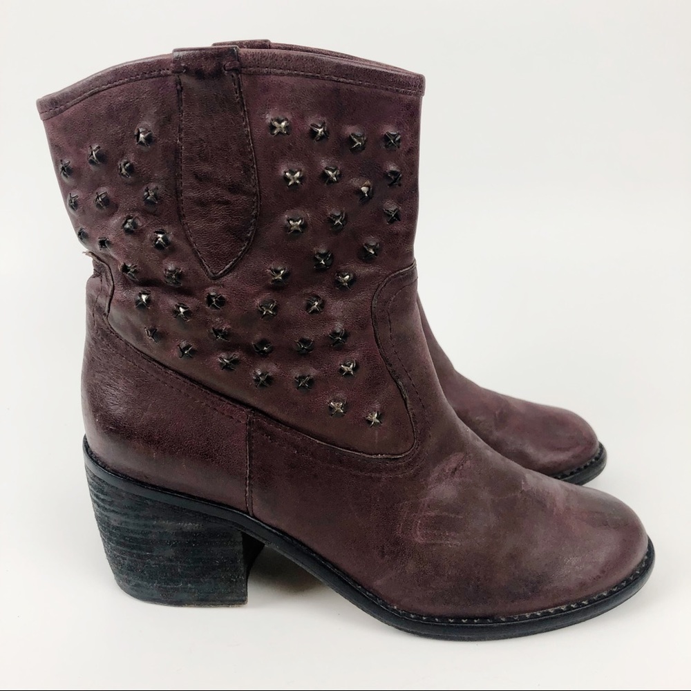 Donald J Pliner Wine Studded Western Ankle Booties